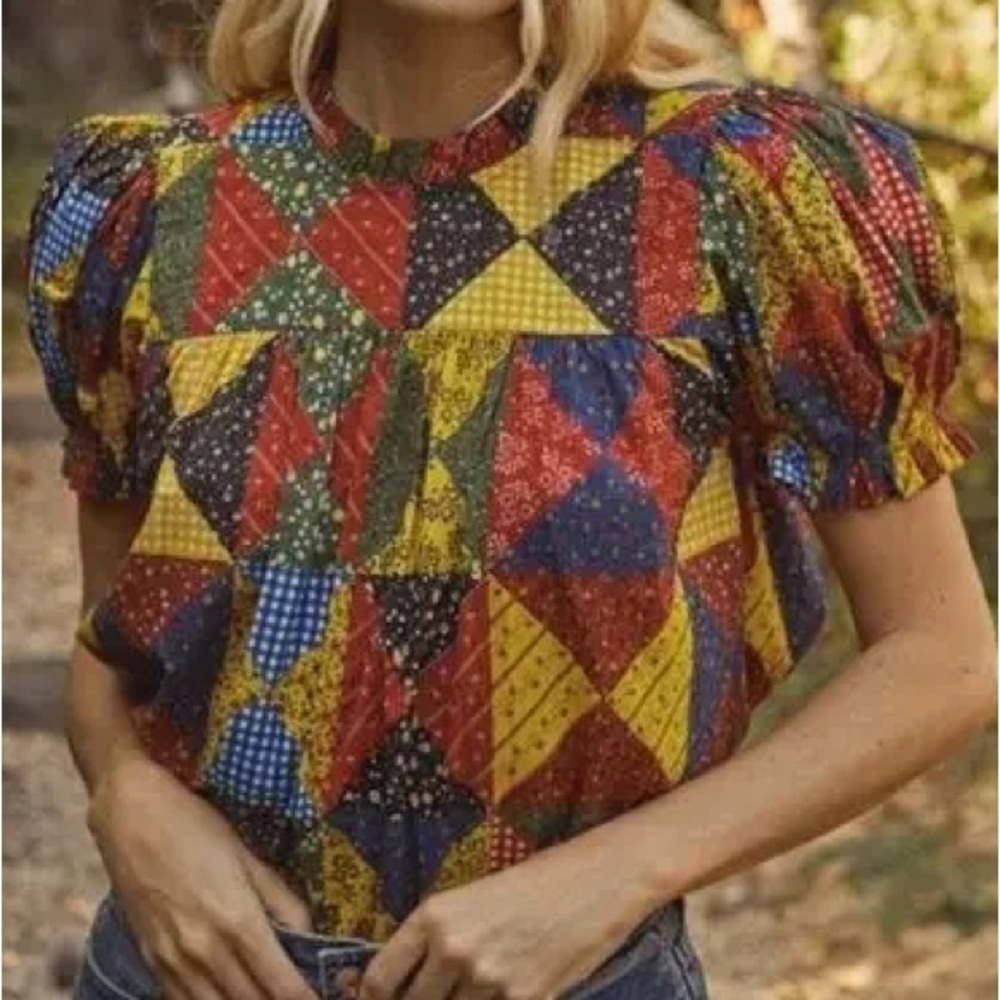 DÔEN ALIDA TOP NWT - Countryside Patchwork Print (Size XXL)